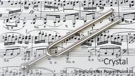  Presentation with abstract music - Amazing PPT theme having dianasor - pitchfork on sheet music abstract backdrop and a light gray colored foreground