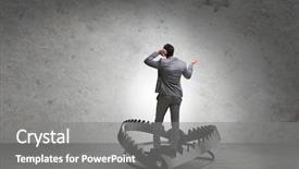  Presentation with risk and hazard - PPT theme with pitfalls - man caught in mouse trap background and a gray colored foreground