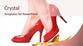  Presentation with skin - Slides having pitfalls - red shoes and a banana background and a lemonade colored foreground