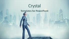  Presentation with deep - Cool new slides with pitfalls - woman near a deep pit backdrop and a sky blue colored foreground