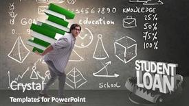  Presentation with loan - Presentation theme having pitfalls - young student in loan background and a  colored foreground