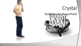  Presentation with loan - Slides with pitfalls - young student in loan background and a  colored foreground