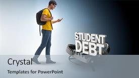  Presentation with loan - Cool new PPT theme with pitfalls - young student in loan backdrop and a  colored foreground