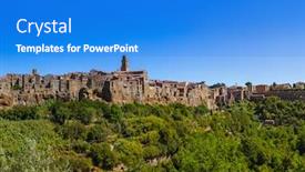  Presentation with tuscany - Amazing slide deck having pitigliano-medieval-town-in-tuscany backdrop and a cobalt blue colored foreground