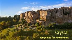  Presentation with tuscany - Audience pleasing slide set consisting of pitigliano-medieval-town-in-tuscany backdrop and a tawny brown colored foreground