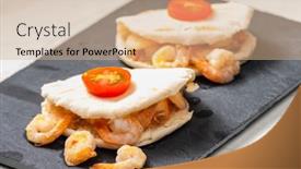  Presentation with shrimps - Slide deck consisting of pitta-bread-filled-with-shrimps background and a coral colored foreground