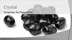  Presentation with cooking - Slide set with pitted-black-olives background and a light gray colored foreground