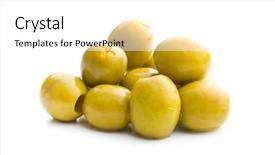  Presentation with shades of olive green - Presentation theme having pitted green olives on white background and a white colored foreground
