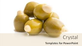  Presentation with almonds - Cool new PPT layouts with pitted-green-olives-stuffed backdrop and a yellow colored foreground