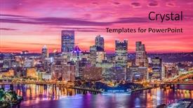  Presentation with pittsburgh - PPT theme enhanced with pittsburgh pennsylvania usa city skyline background and a coral colored foreground