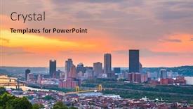  Presentation with pittsburgh - Colorful presentation design enhanced with pittsburgh-pennsylvania-usa-skyline backdrop and a coral colored foreground