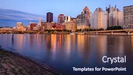  Presentation with pittsburgh - Amazing PPT theme having pittsburgh skyline from the allegheny backdrop and a navy blue colored foreground
