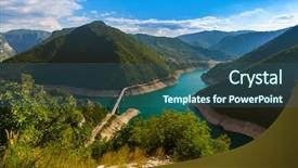  Presentation with nature - Colorful presentation design enhanced with piva canyon in montenegro - nature backdrop and a ocean colored foreground