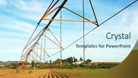  Presentation with water irrigation pivot - Beautiful presentation featuring pivot irrigation system backdrop and a cool aqua colored foreground