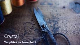  Presentation with movie reel industry highlight reels - Beautiful slides featuring pivots - old scissors and sewing thread backdrop and a navy blue colored foreground