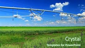  Presentation with irrigation - Amazing slide set having pivots - pivot irrigation in wheat field backdrop and a tawny brown colored foreground