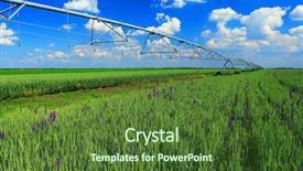  Presentation with irrigation - Audience pleasing slide set consisting of pivots - pivot irrigation in wheat field backdrop and a tawny brown colored foreground