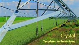  Presentation with irrigation - Slide set enhanced with pivots - pivot irrigation in wheat field background and a tawny brown colored foreground