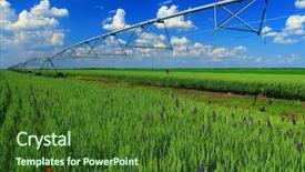  Presentation with irrigation - Audience pleasing slide set consisting of pivots - pivot irrigation in wheat field backdrop and a forest green colored foreground