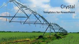  Presentation with irrigation - Audience pleasing slides consisting of pivots - pivot irrigation in wheat field backdrop and a light blue colored foreground