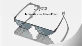  Presentation with blue eyes - Cool new slides with pixel-computer-glasses-on-light backdrop and a white colored foreground