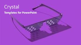  Presentation with blue eyes - PPT layouts featuring pixel-computer-glasses background and a purple colored foreground
