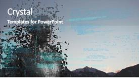  Presentation with blue mountain - Cool new slide deck with pixelated - digital composite of blue code backdrop and a gray colored foreground