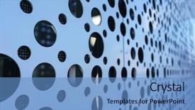  Presentation with facade - Slide set enhanced with pixelated - led light exterior facade light background and a teal colored foreground