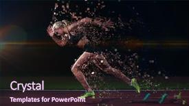  Presentation with blocks - Beautiful PPT layouts featuring pixelated design of woman sprinter backdrop and a wine colored foreground