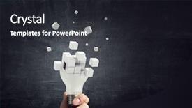  Presentation with development - Amazing slide set having pixelated light bulb development concept backdrop and a dark gray colored foreground