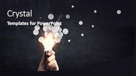  Presentation with development - Slide deck having pixelated-light-bulb-development-concept background and a dark gray colored foreground