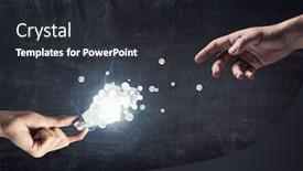  Presentation with light bulb - Presentation theme featuring pixelated-light-bulb-development-concept background and a dark gray colored foreground