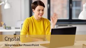  Presentation with business communication - Presentation theme with pixie - business communication and technology concept background and a yellow colored foreground