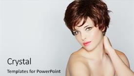  Presentation with crop - Beautiful theme featuring pixies - beautiful young woman with red backdrop and a light gray colored foreground