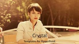  Presentation with working - Presentation theme with pixies - happy young business woman working background and a yellow colored foreground