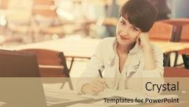  Presentation with fashion - PPT layouts featuring pixies - happy young fashion business woman background and a coral colored foreground