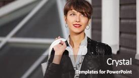  Presentation with fashion handbag - PPT theme enhanced with pixies - happy young fashion woman background and a  colored foreground