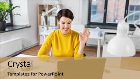  Presentation with nonverbal business communication - Cool new slide set with pixis - business communication and technology concept backdrop and a yellow colored foreground