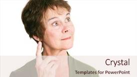  Presentation with middle ages - Amazing PPT theme having pixis - pretty middle-aged woman has backdrop and a sky blue colored foreground