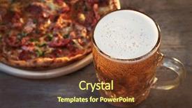  Presentation with beer - Slide deck having pizza and glass of beer background and a  colored foreground