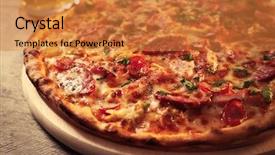  Presentation with pizza - Slide deck featuring pizza and glass of beer background and a  colored foreground