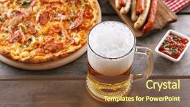  Presentation with sausages - Colorful slides enhanced with pizza and glass of beer backdrop and a  colored foreground