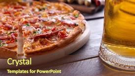 Presentation with beer - Slide deck featuring pizza and glass of beer background and a tawny brown colored foreground
