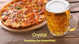  Presentation with pizza - Beautiful slides featuring pizza and glass of beer backdrop and a tawny brown colored foreground