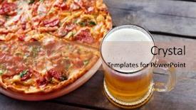  Presentation with beer - PPT layouts consisting of pizza and glass of beer background and a coral colored foreground