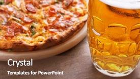  Presentation with beer - Amazing theme having pizza and glass of beer backdrop and a tawny brown colored foreground