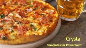  Presentation with beer - PPT theme featuring pizza and glasses of beer background and a  colored foreground