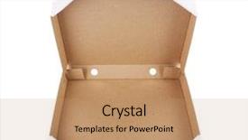  Presentation with pizza - PPT theme featuring pizza box isolated on white background and a coral colored foreground