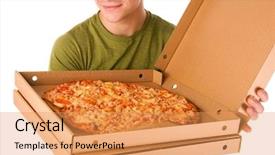  Presentation with delivery boy - PPT theme featuring pizza boy background and a  colored foreground