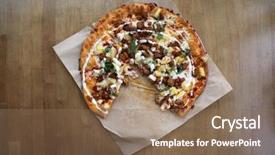  Presentation with pineapple - Slides with pizza buffalo chicken pizza background and a coral colored foreground